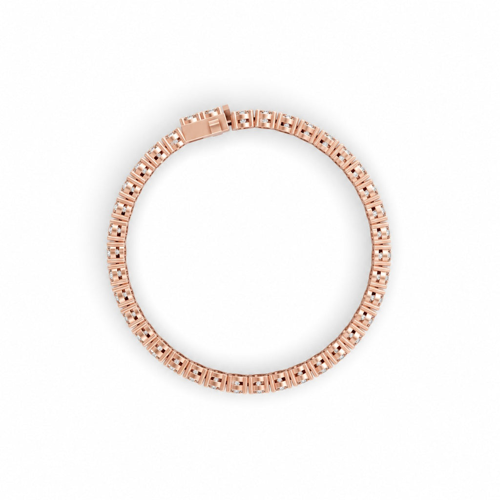 Round Shape Rose Gold Tennis Bracelet   (0.03cts/ pcs)