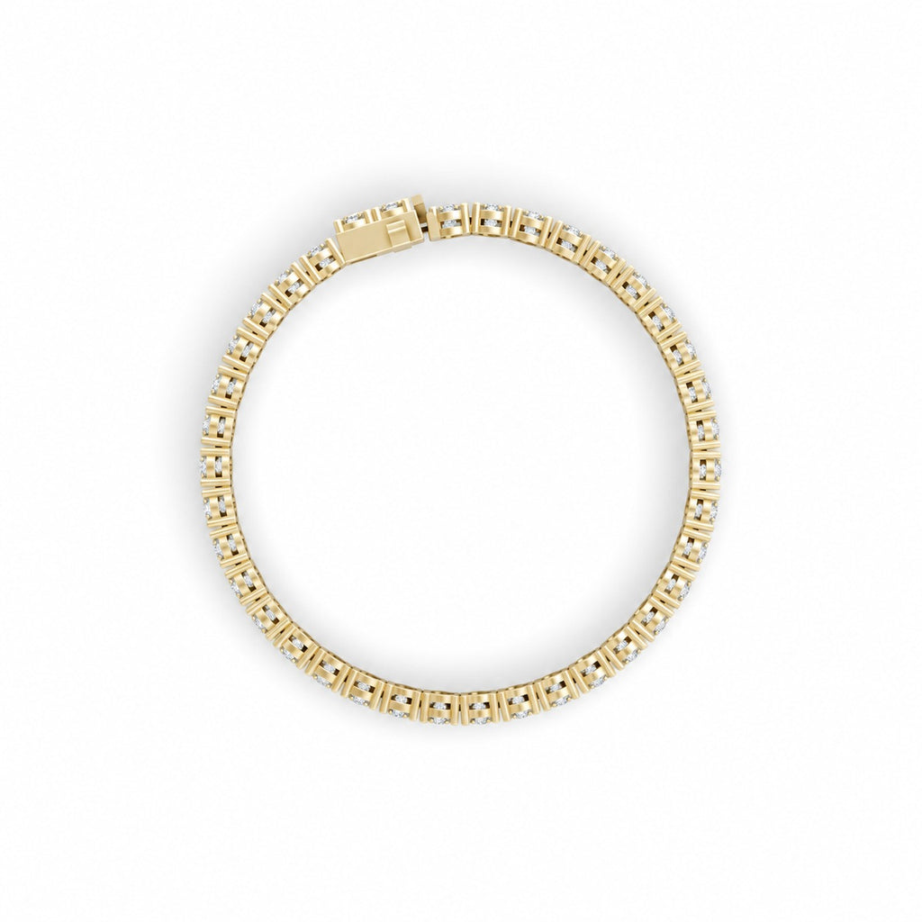Round Shape Yellow Gold Tennis Bracelet   (0.03cts/ pcs)