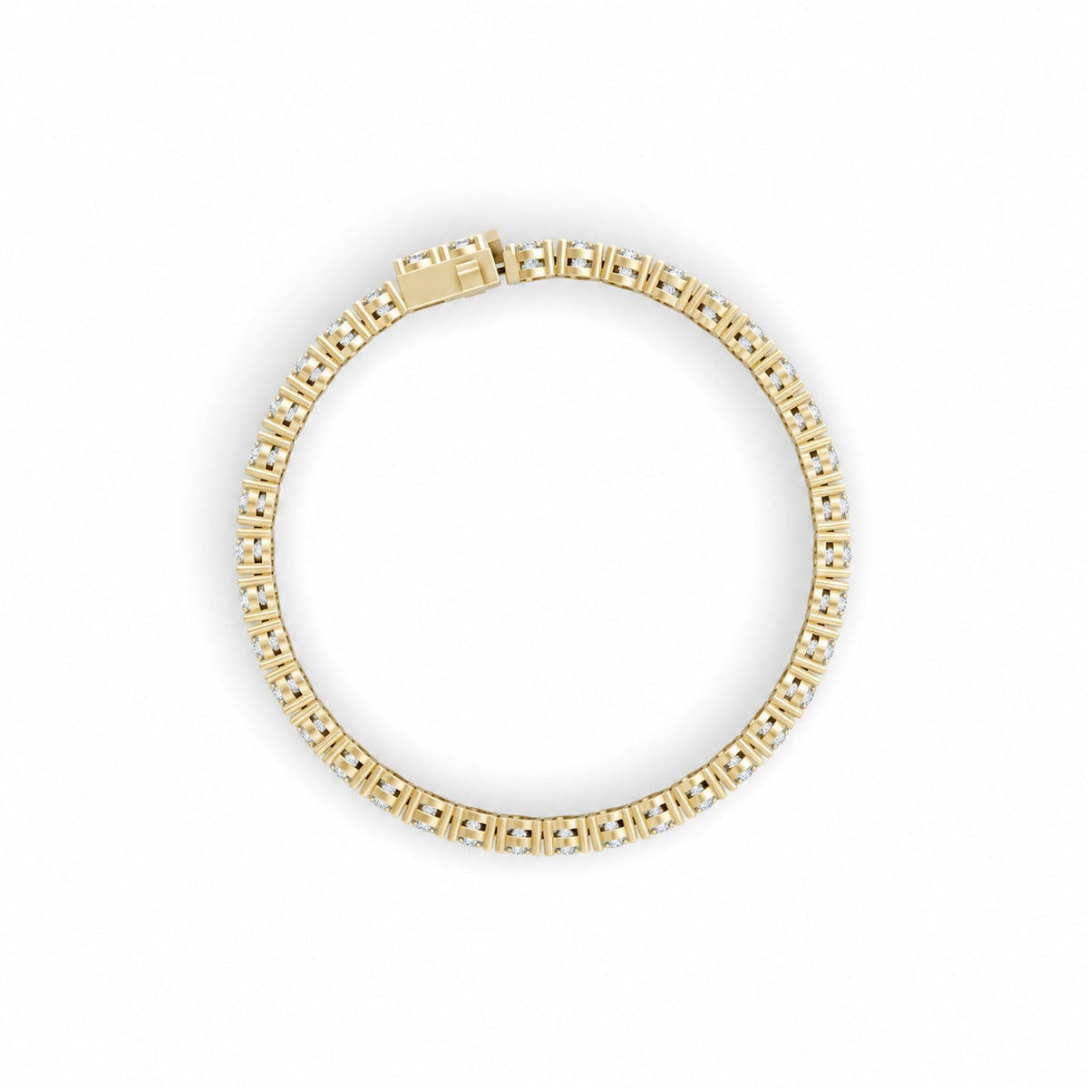 Round Shape Yellow Gold Tennis Bracelet   (0.03cts/ pcs)