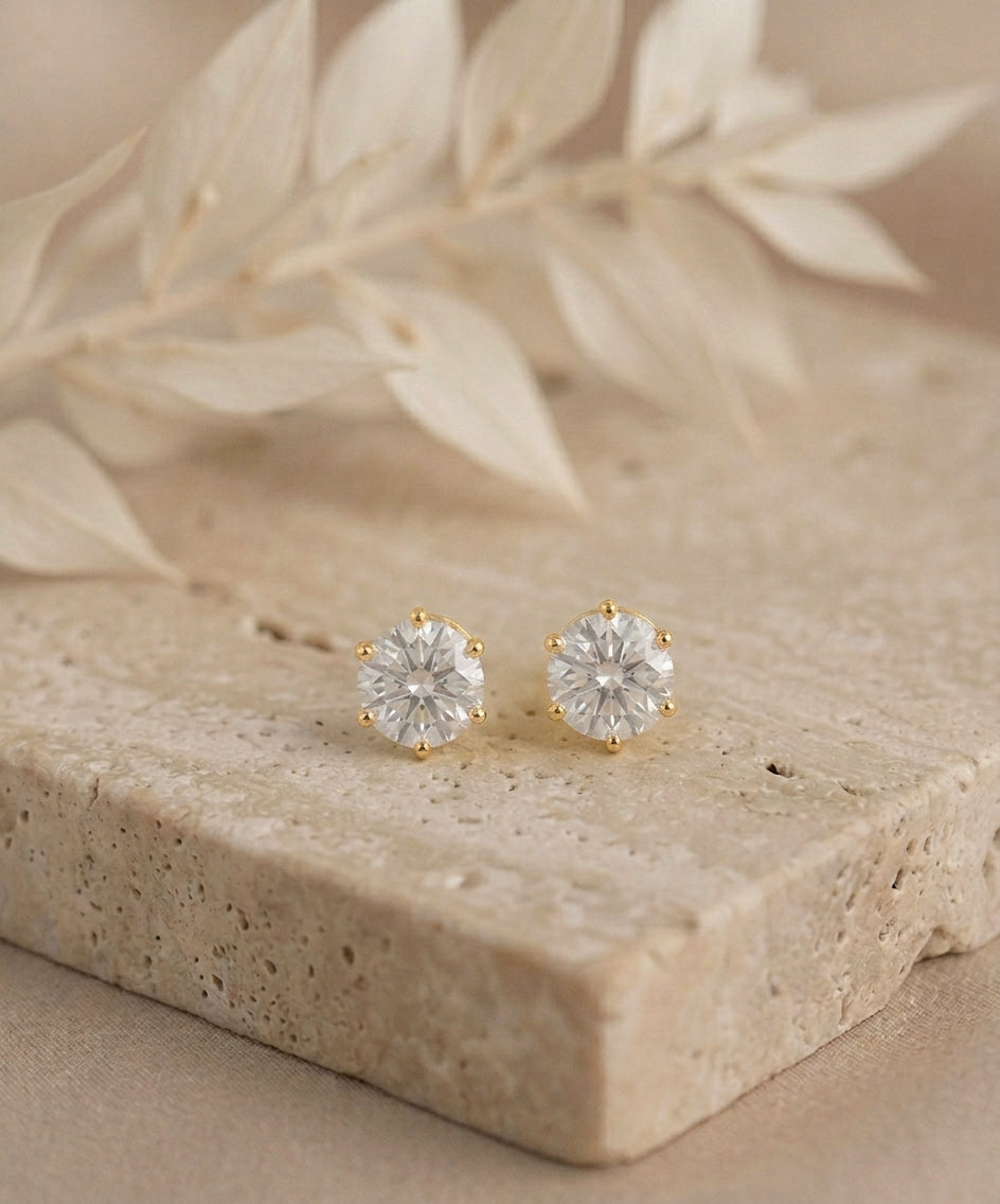 0.75 Carat Round Lab Grown Diamond Stud Earrings