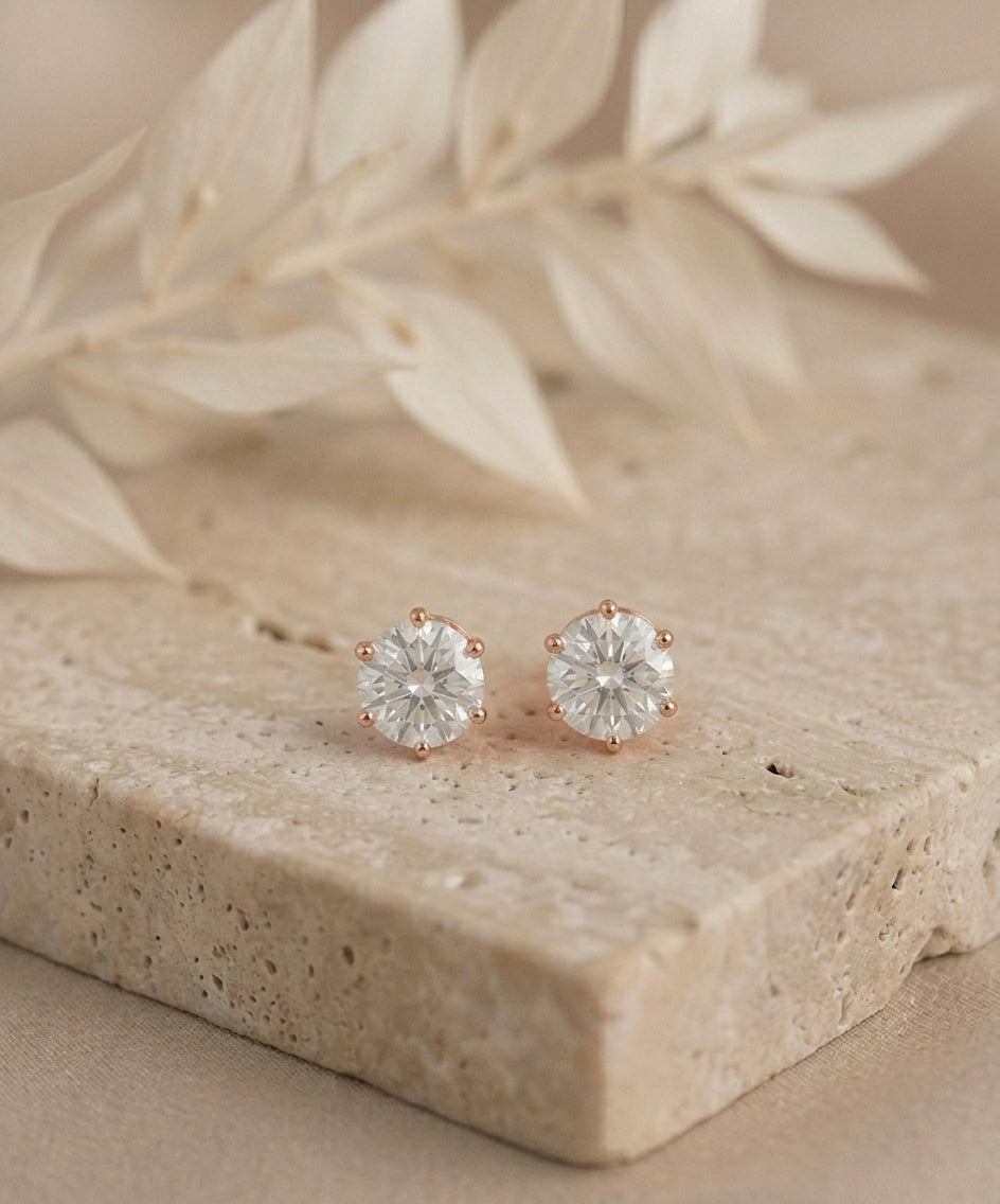 0.75 Carat Round Lab Grown Diamond Stud Earrings