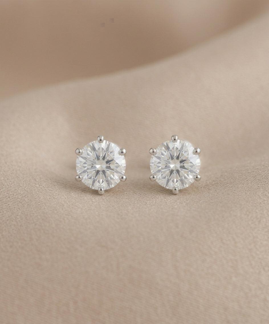 0.75 Carat Round Lab Grown Diamond Stud Earrings