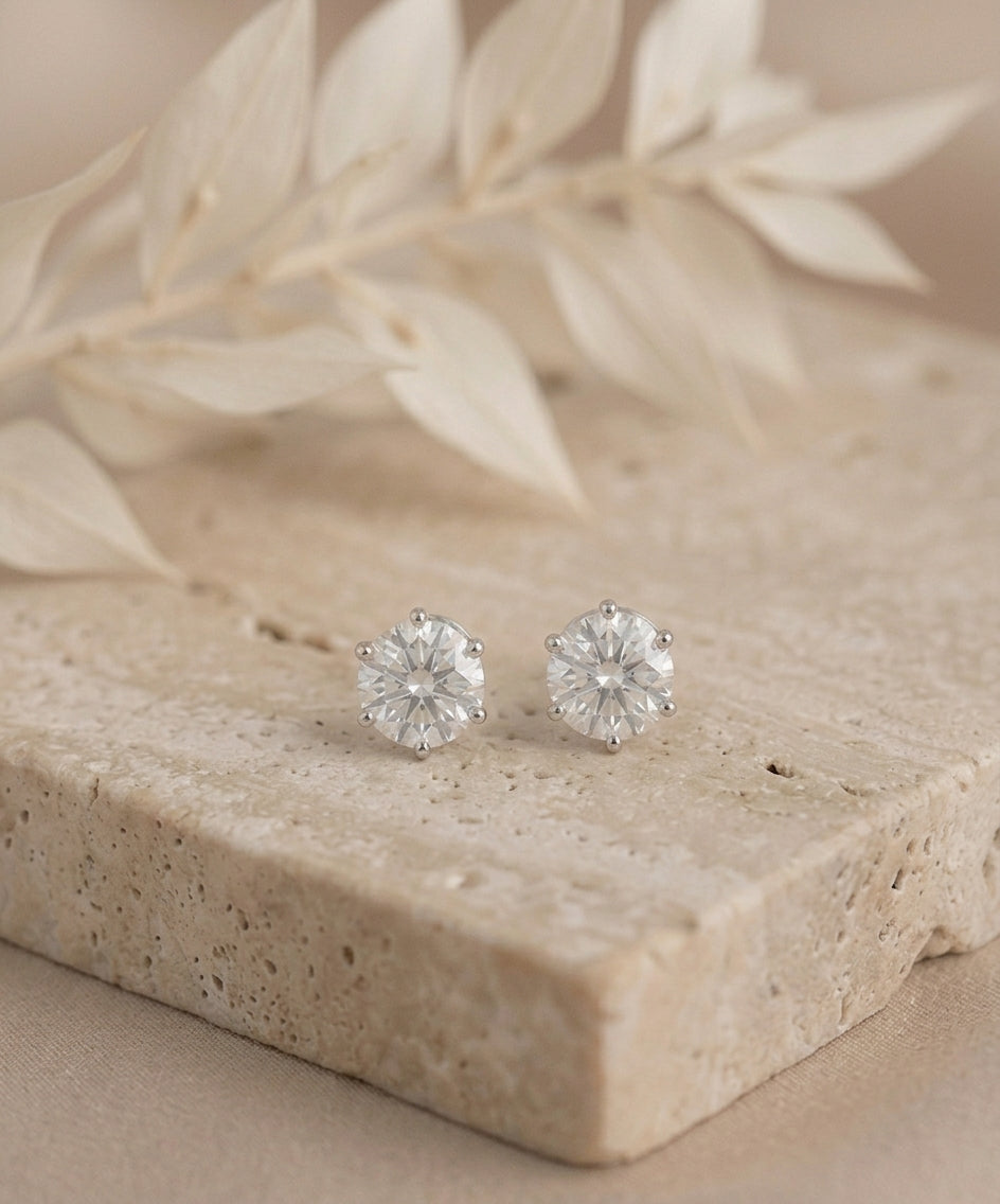 1.0 Carat Round Lab Grown Diamond Stud Earrings