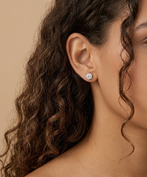 0.75 Carat Round Lab Grown Diamond Stud Earrings