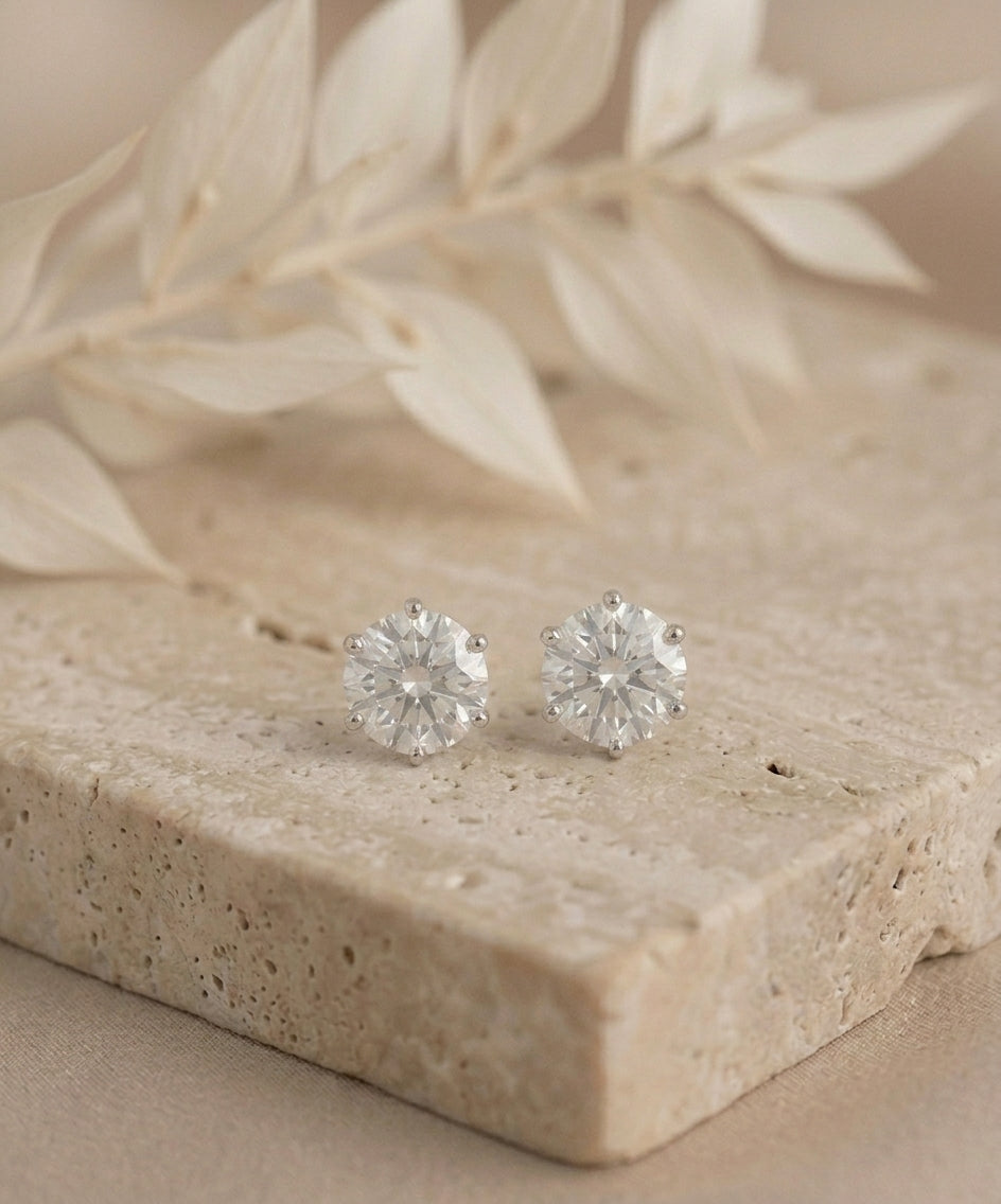 0.75 Carat Round Lab Grown Diamond Stud Earrings