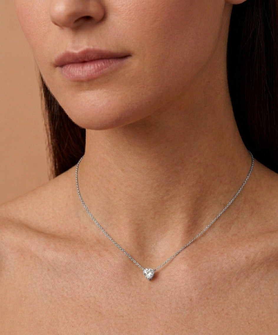 1 Carat Heart Shaped Lab Grown Diamond Necklace