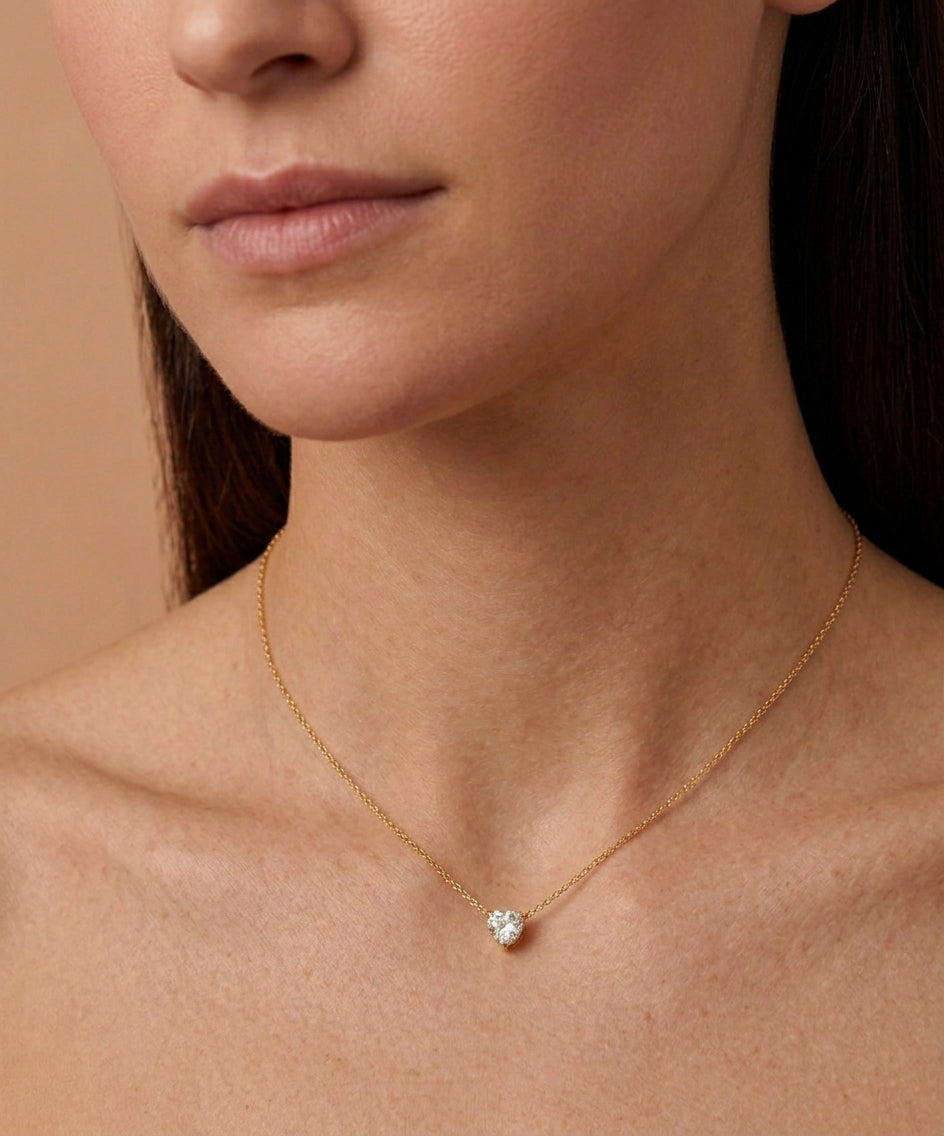 1 Carat Heart Shaped Lab Grown Diamond Necklace