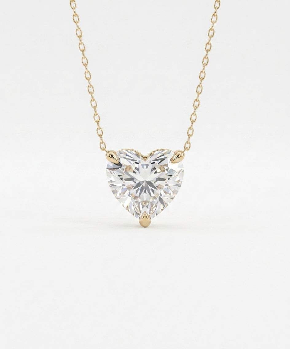 1 Carat Heart Shaped Lab Grown Diamond Necklace