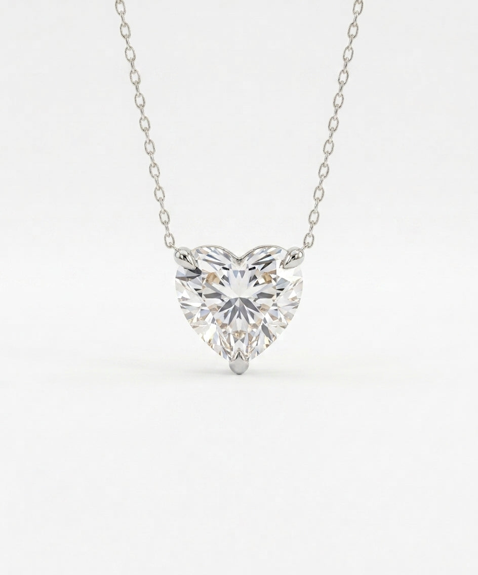 1 Carat Heart Shaped Lab Grown Diamond Necklace