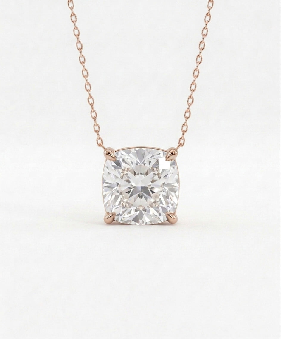 1 Carat Cushion Shaped Lab Grown Diamond Necklace