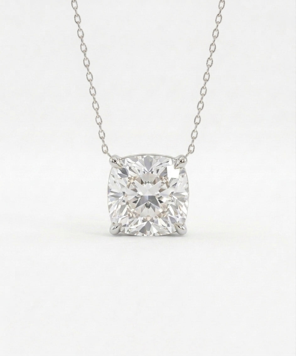 1 Carat Cushion Shaped Lab Grown Diamond Necklace