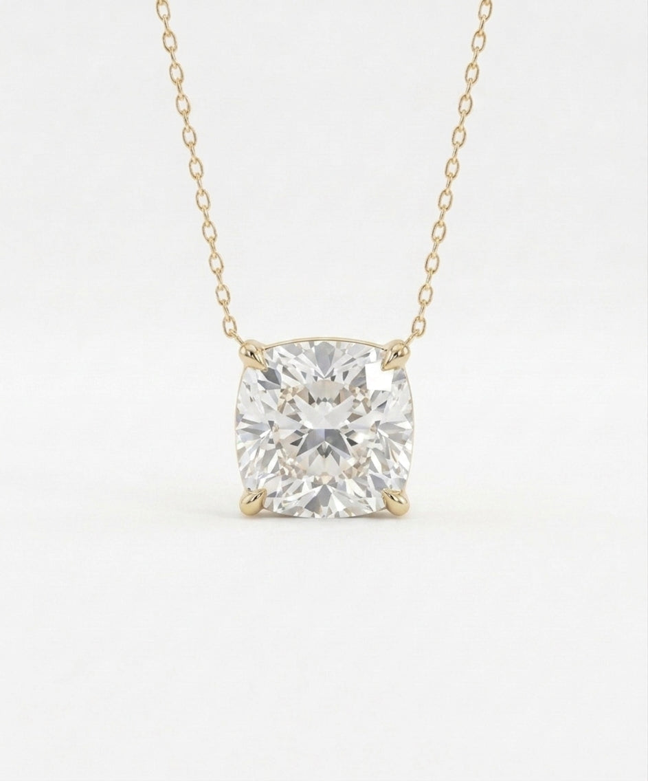 1 Carat Cushion Shaped Lab Grown Diamond Necklace