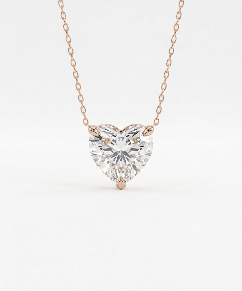 1 Carat Heart Shaped Lab Grown Diamond Necklace