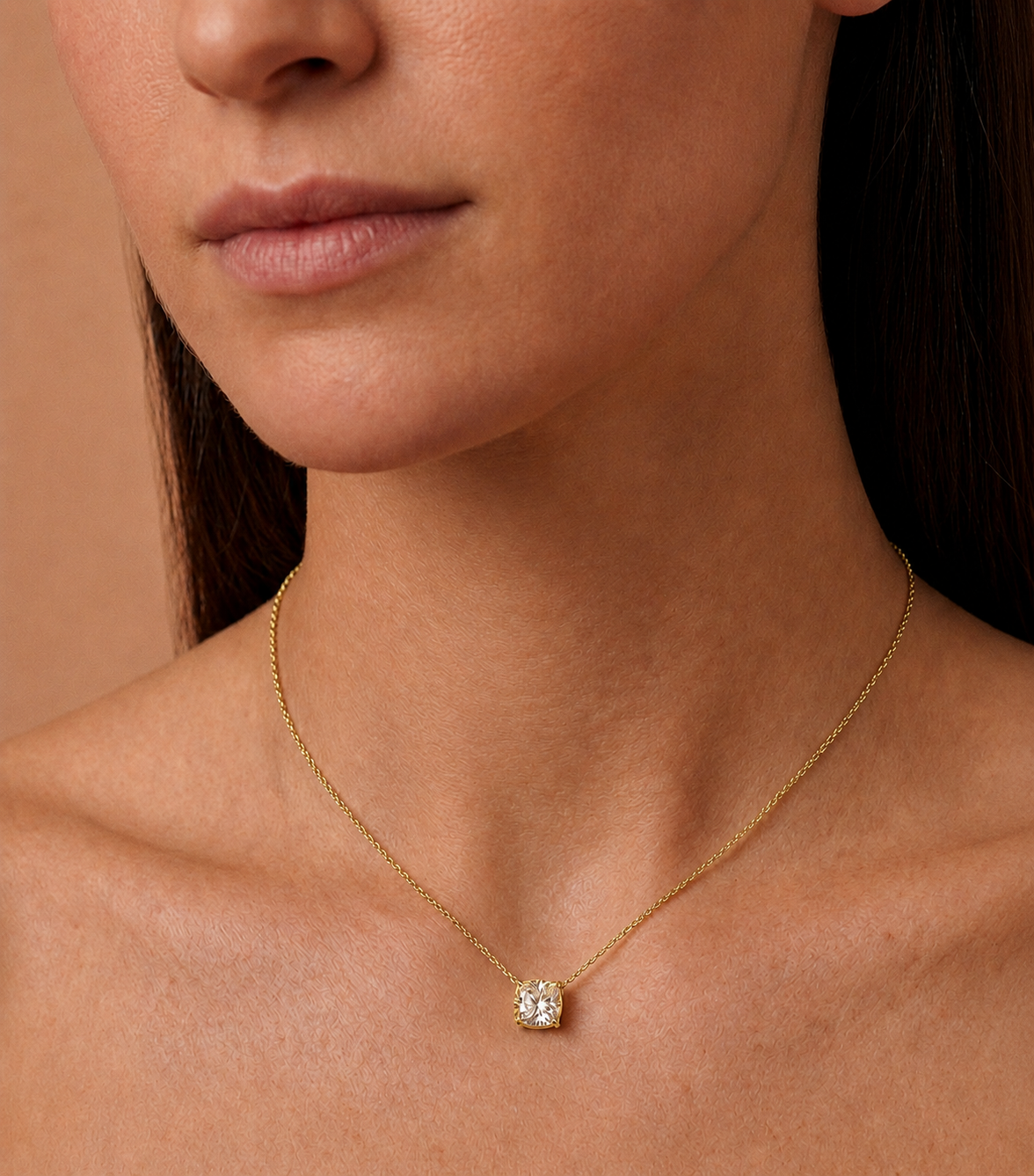 1 Carat Cushion Shaped Lab Grown Diamond Necklace