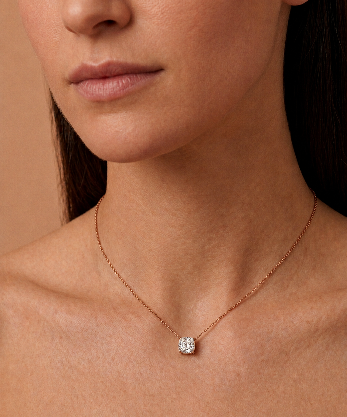 1 Carat Cushion Shaped Lab Grown Diamond Necklace
