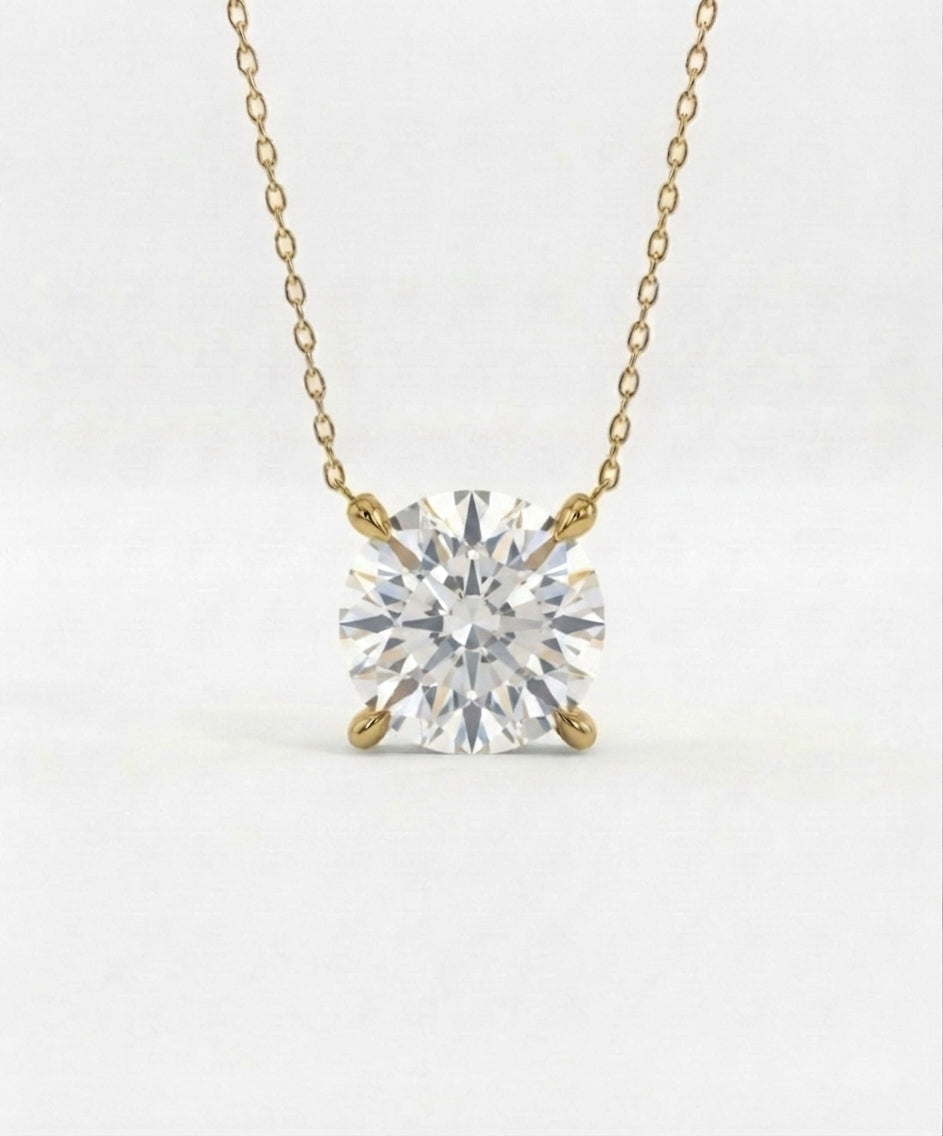 1 Carat Round Shaped Lab Grown Diamond Necklace