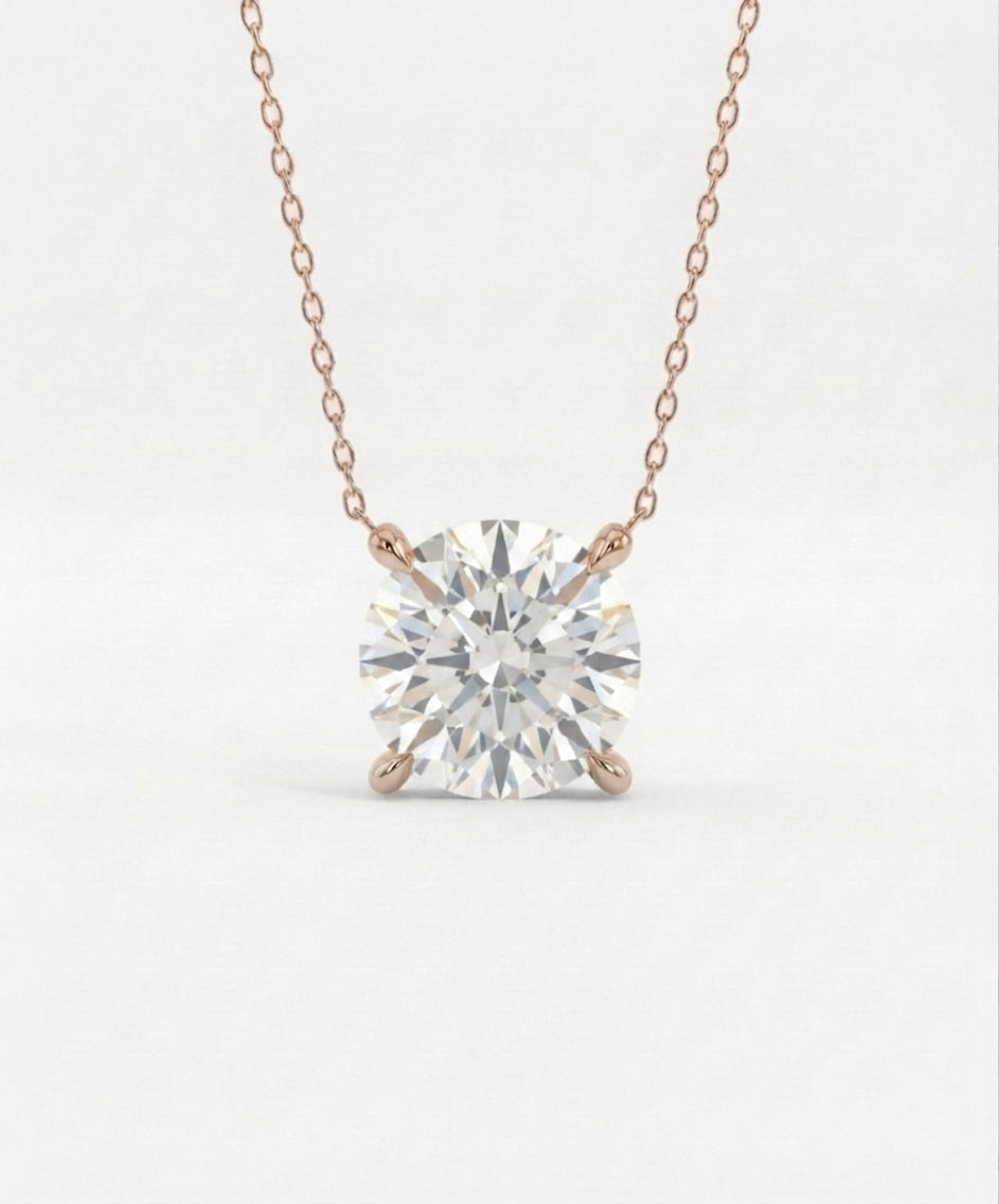 1 Carat Round Shaped Lab Grown Diamond Necklace