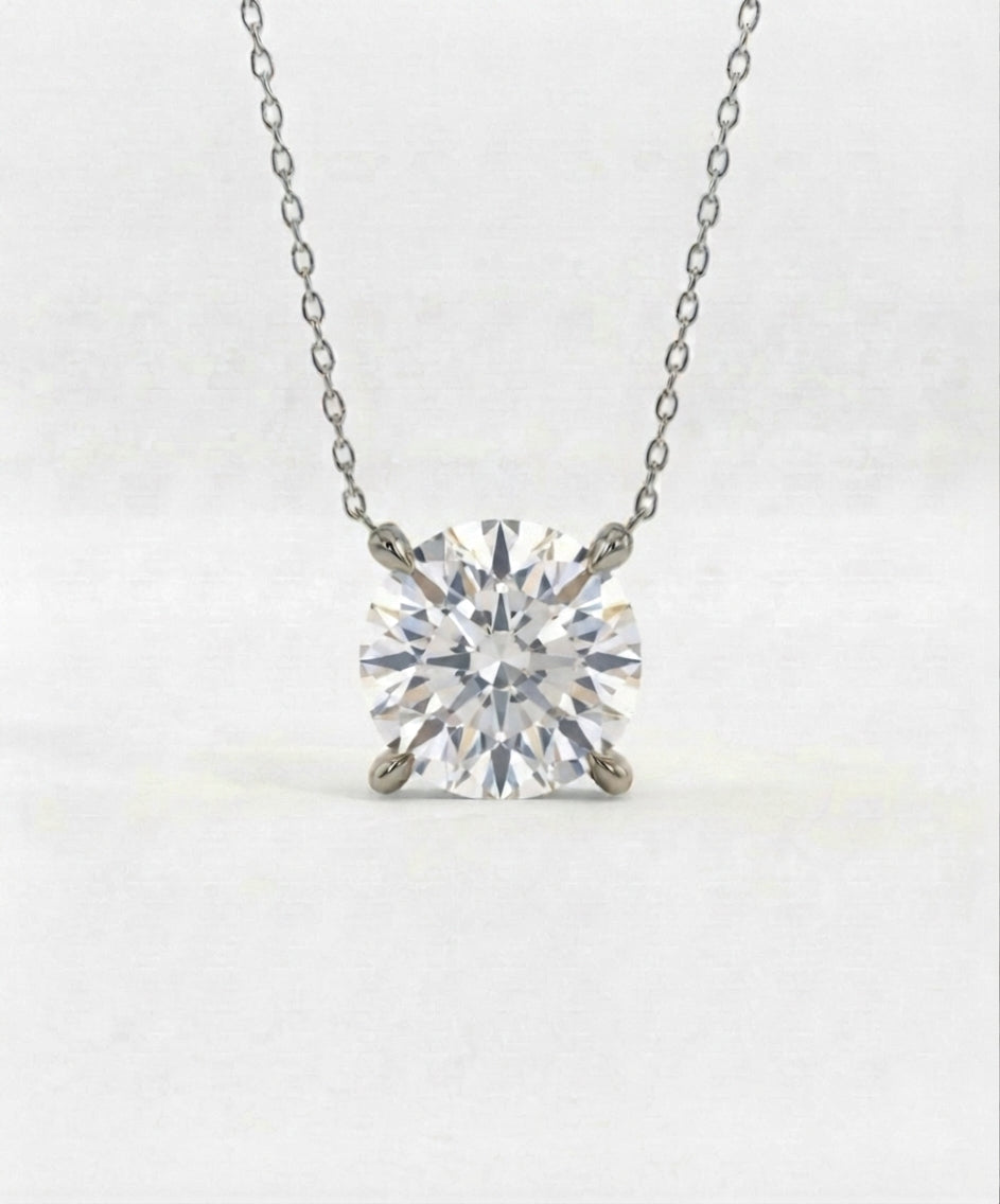 1 Carat Round Shaped Lab Grown Diamond Necklace