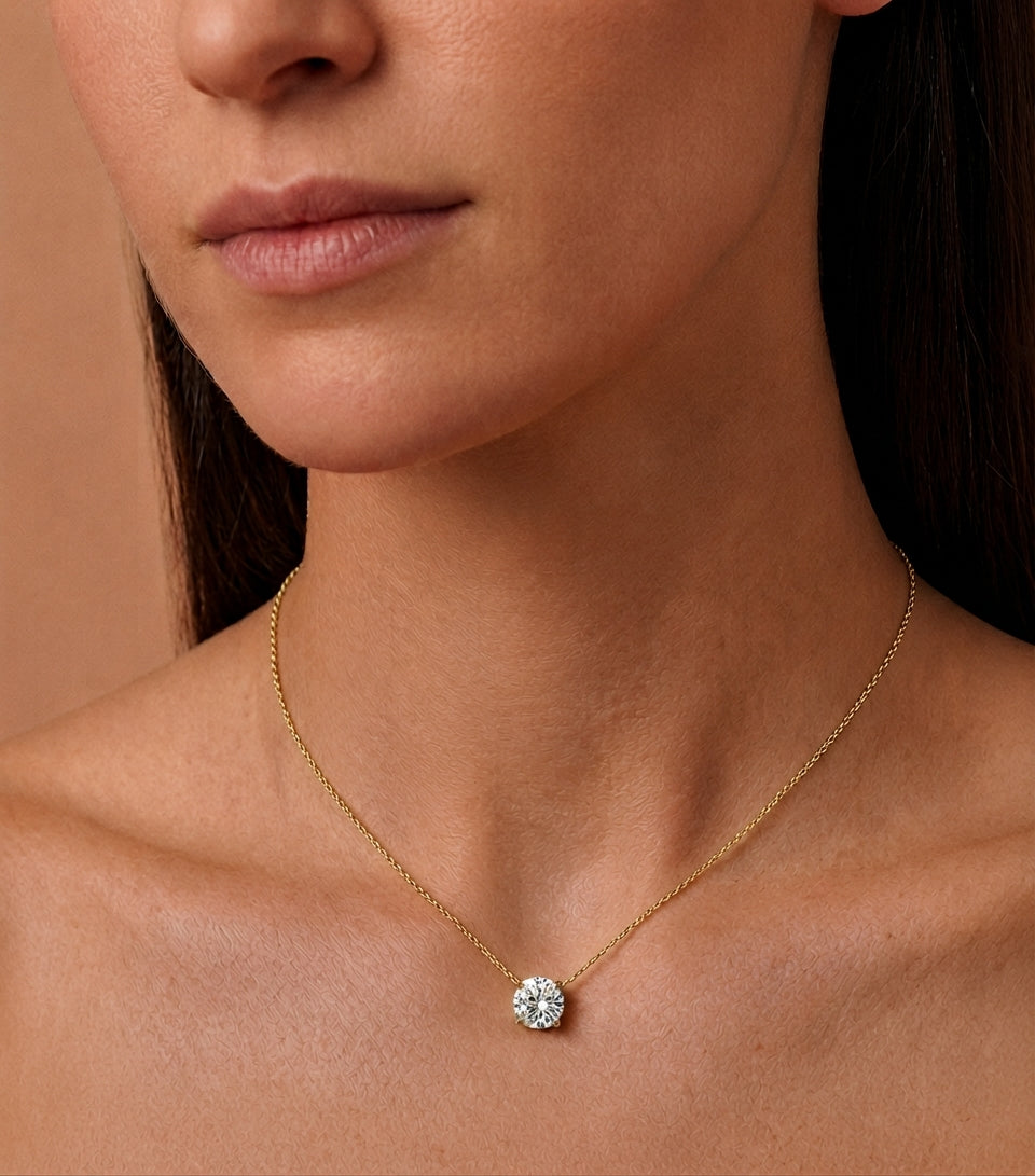 1 Carat Round Shaped Lab Grown Diamond Necklace