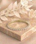 Round Shape Yellow Gold Tennis Bracelet   (0.1cts/ pcs)