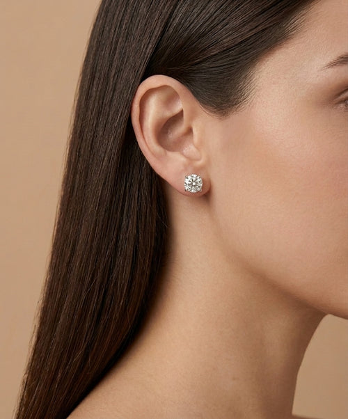 1.0 Carat Round Lab Grown Diamond Stud Earrings