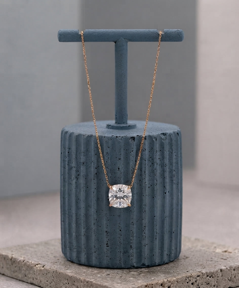 1 Carat Cushion Shaped Lab Grown Diamond Necklace