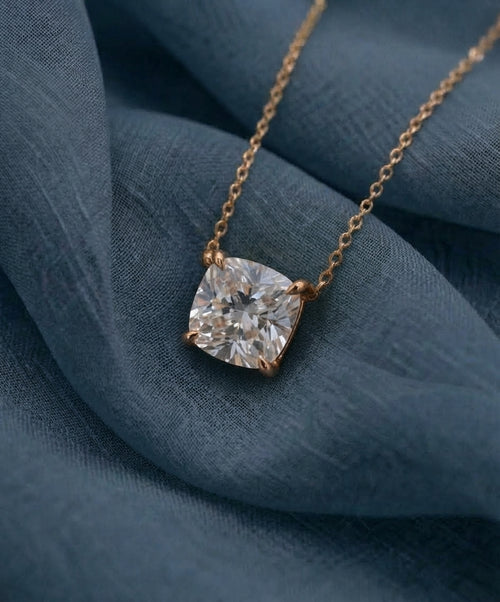 1 Carat Cushion Shaped Lab Grown Diamond Necklace