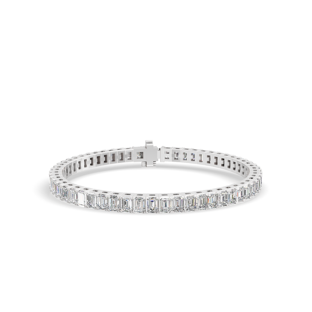 Emerald Cut White Gold Tennis Bracelet  (0.15cts/ pcs)