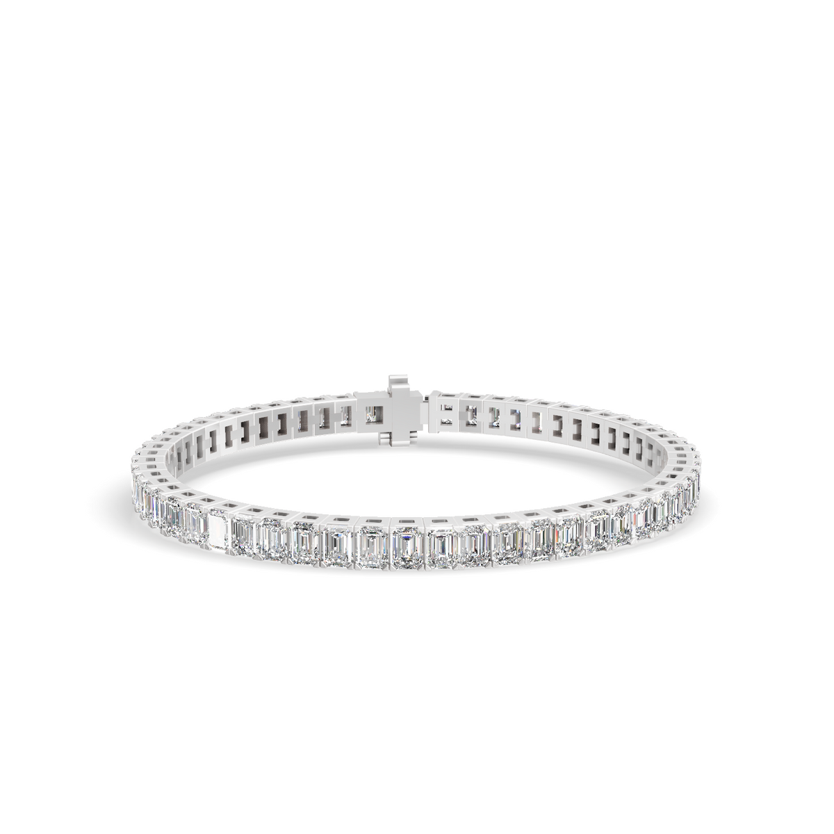 Emerald Cut White Gold Tennis Bracelet  (0.15cts/ pcs)