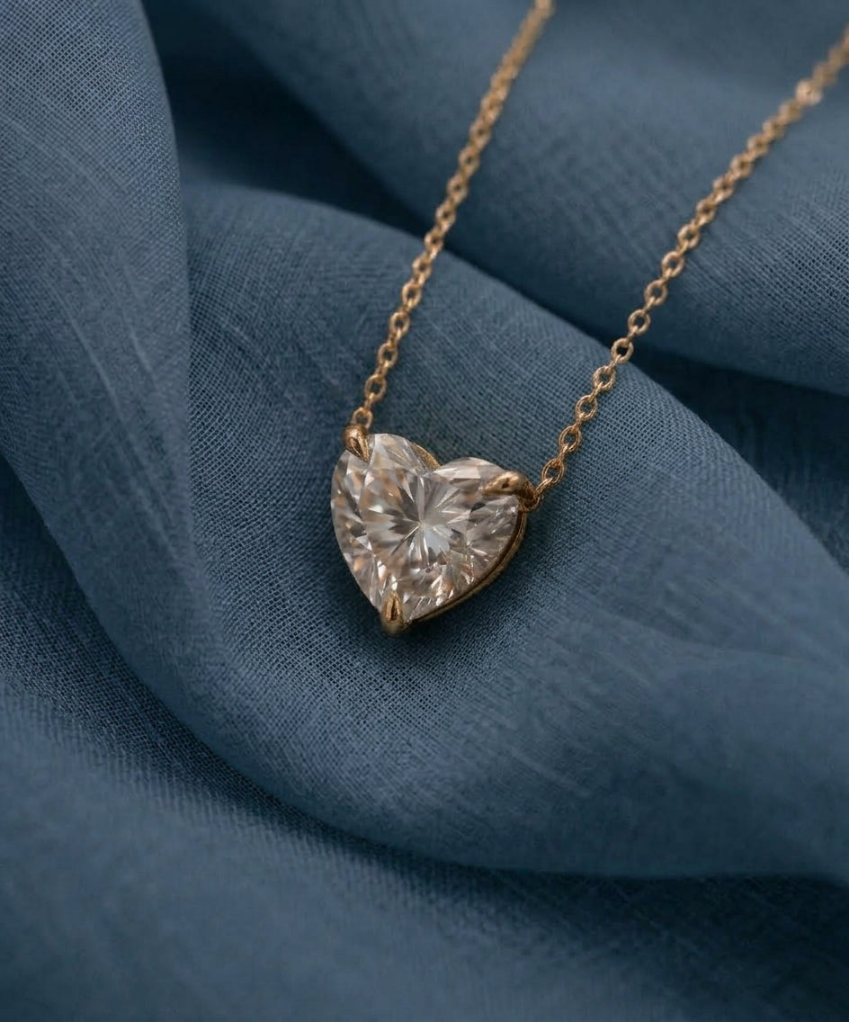 1 Carat Heart Shaped Lab Grown Diamond Necklace
