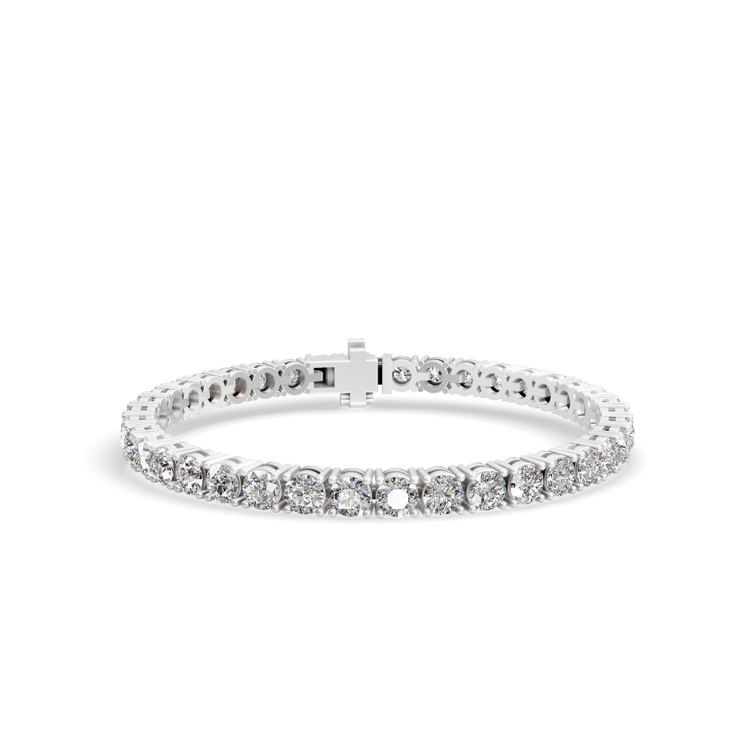 Round Shape White Gold Tennis Bracelet (0.1cts/ pcs)