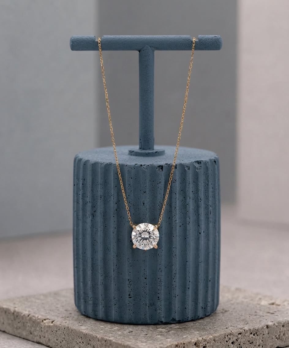 1 Carat Round Shaped Lab Grown Diamond Necklace