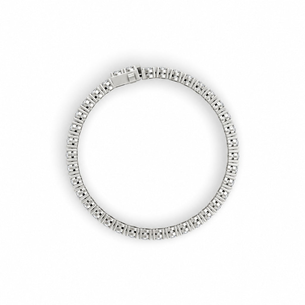 Round Shape White Gold Tennis Bracelet   (0.03cts/ pcs)