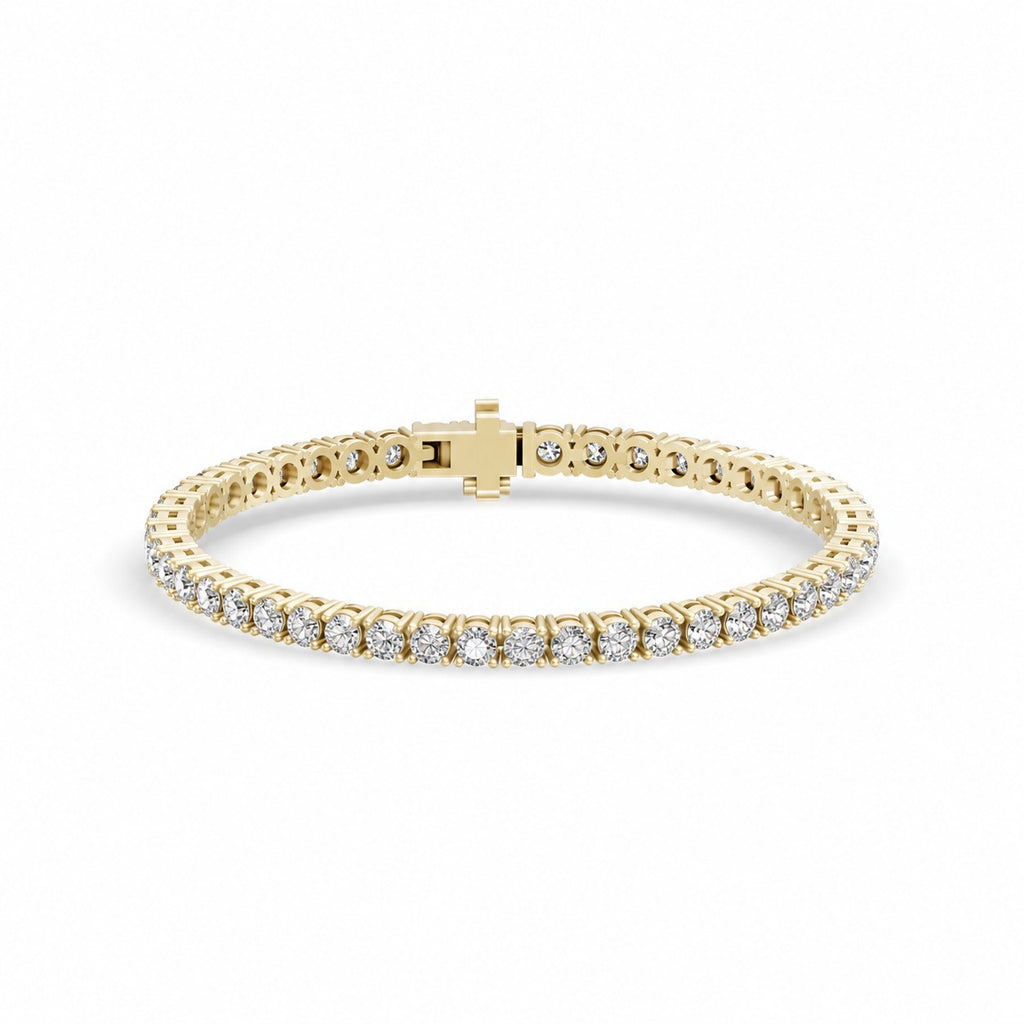 Round Shape Yellow Gold Tennis Bracelet   (0.03cts/ pcs)