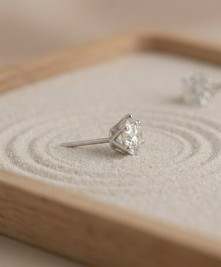 0.75 Carat Round Lab Grown Diamond Stud Earrings