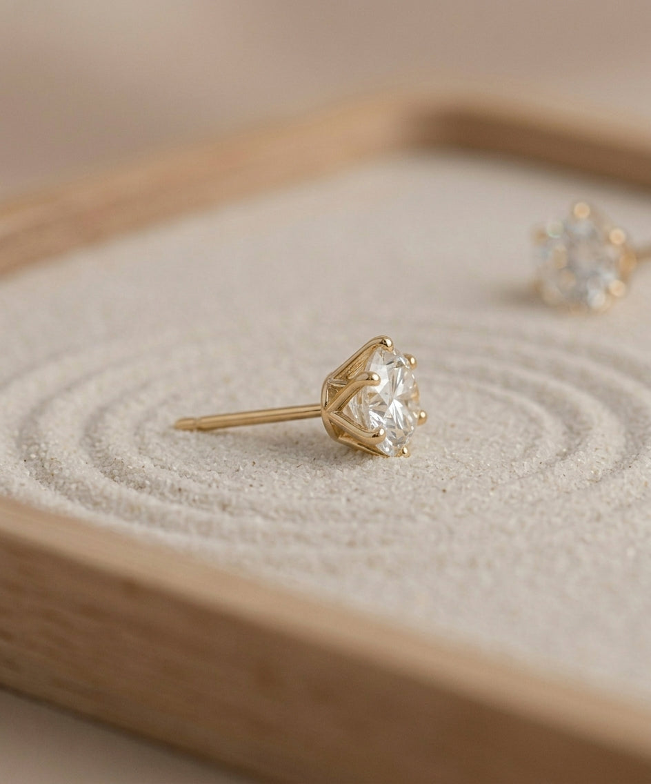 0.75 Carat Round Lab Grown Diamond Stud Earrings