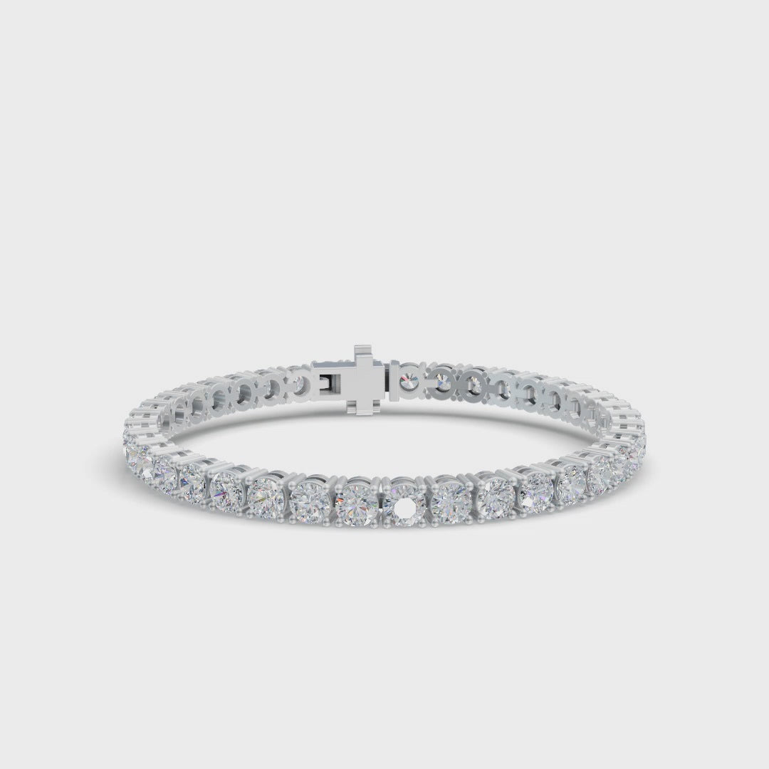 Round Shape White Gold Tennis Bracelet (0.1cts/ pcs)