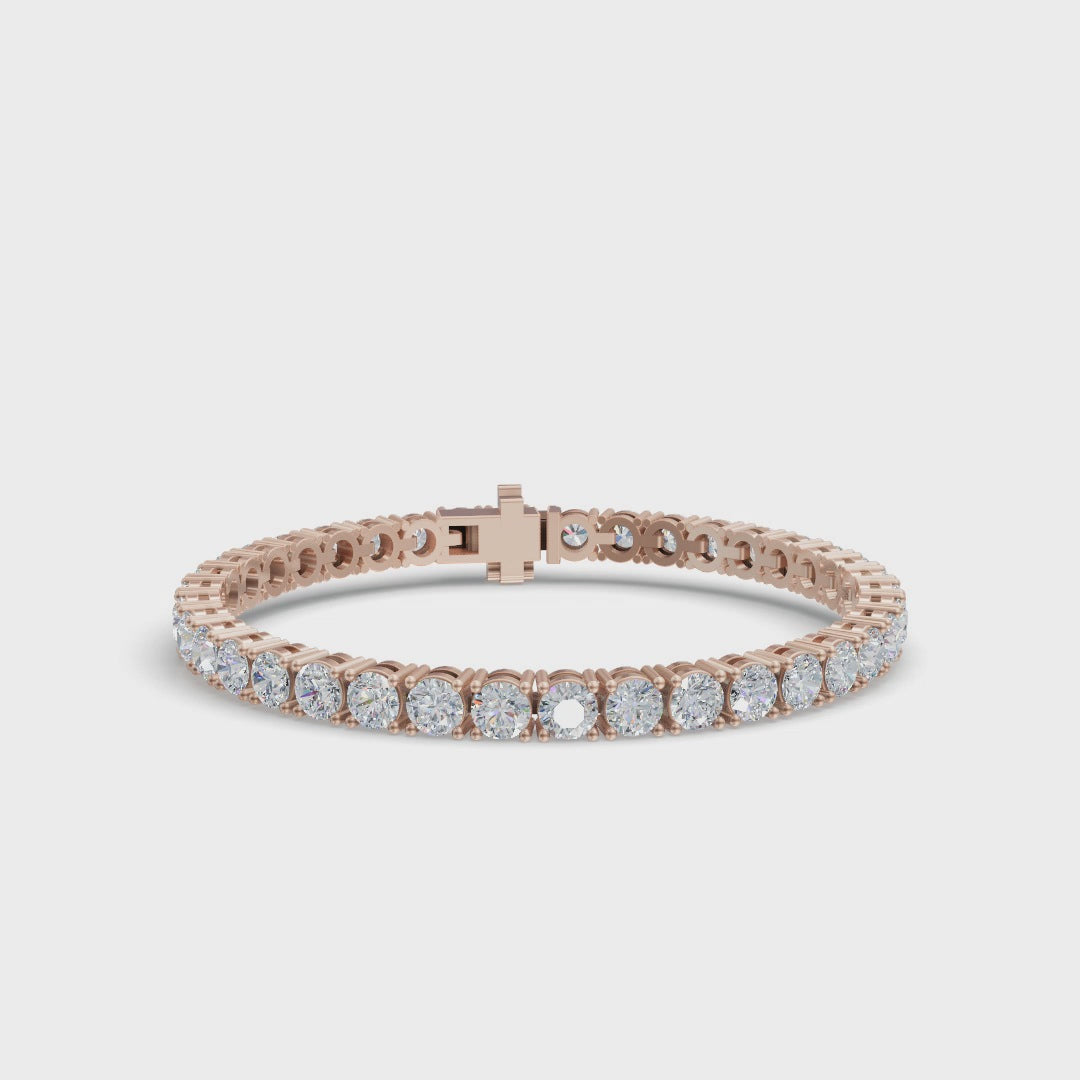 Round Shape Rose Gold Tennis Bracelet   (0.15cts/ pcs)