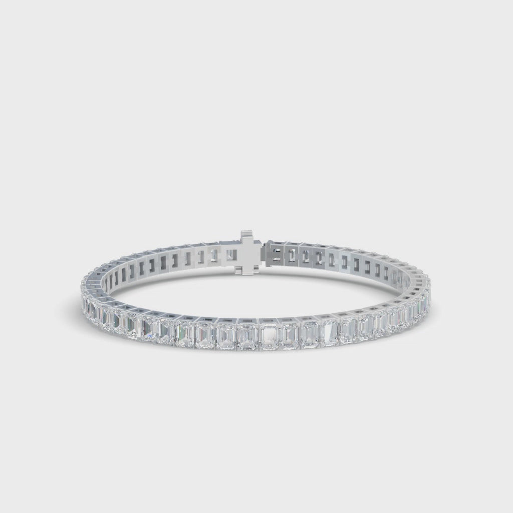 Emerald Cut White Gold Tennis Bracelet  (0.15cts/ pcs)