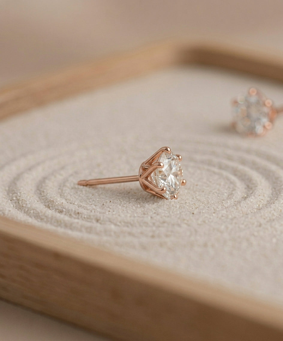 0.75 Carat Round Lab Grown Diamond Stud Earrings